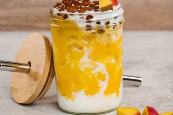 mango boba milk tea